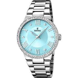 FESTINA - F16719/4 női óra türkiz / akvamarin számlappal cirkónia kövekkel acél csattal