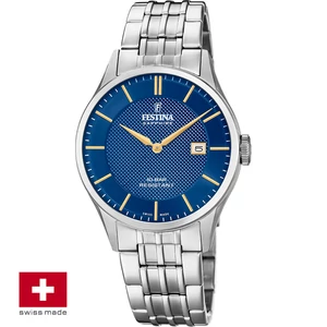 FESTINA SWISS F20005/3 férfi óra kék számlappal acél csattal