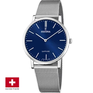 FESTINA SWISS F20014/2 férfi óra kék számlappal acél csattal
