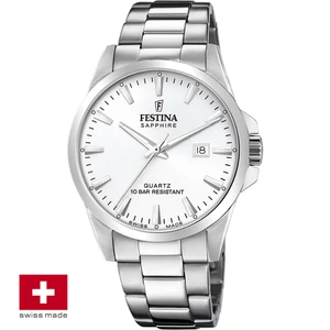 FESTINA SWISS F20024/2 férfi óra ezüst számlappal acél csattal