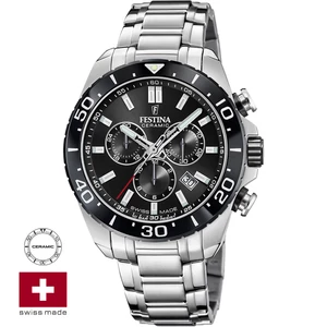FESTINA SWISS F20042/4 férfi óra fekete számlappal acél csattal