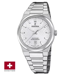 FESTINA SWISS F20051/1 férfi óra ezüst számlappal acél csattal