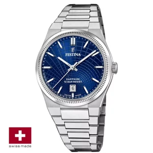 FESTINA SWISS F20051/4 férfi óra kék számlappal acél csattal