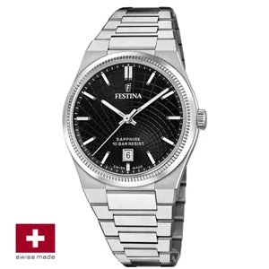FESTINA SWISS F20051/6 férfi óra fekete számlappal acél csattal