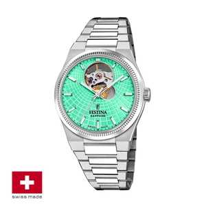 FESTINA SWISS F20054/3 női óra mentazöld számlappal acél csattal (open heart)