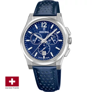 FESTINA SWISS F20060/2 férfi óra kék számlappal kék bőrszíjjal