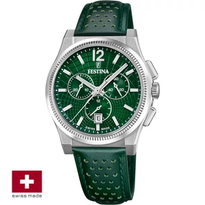 FESTINA SWISS F20060/3 férfi óra zöld számlappal zöld bőrszíjjal
