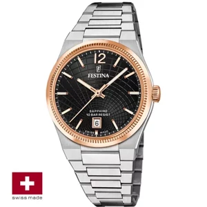 FESTINA SWISS F20066/4 női óra fekete számlappal acél csattal (PVD)
