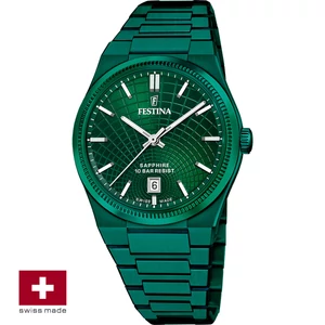 FESTINA SWISS F20079/1 férfi óra zöld számlappal acél csattal (PVD)