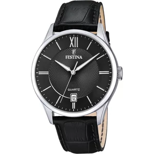 FESTINA - F20426/3 férfi óra fekete számlappal fekete bőrszíjjal