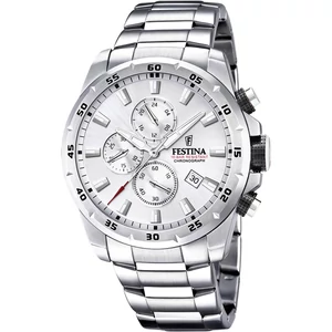 FESTINA - F20463/1 férfi óra ezüst számlappal acél csattal