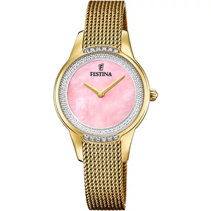 FESTINA - F20495/2 női óra rózsaszín gyöngyház számlappal cirkónia kövekkel acél csattal (PVD)