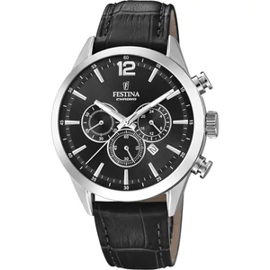FESTINA - F20542/5 férfi óra fekete számlappal fekete bőrszíjjal