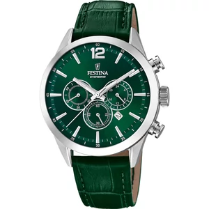 FESTINA - F20542/7 férfi óra zöld számlappal zöld bőrszíjjal