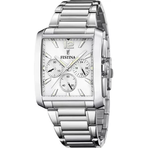 FESTINA - F20635/1 férfi óra ezüst számlappal acél csattal