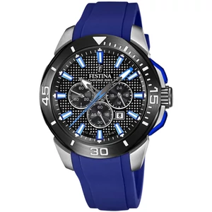 FESTINA - F20642/1 férfi óra fekete / kék számlappal kék szilikon (gumi) szíjjal
