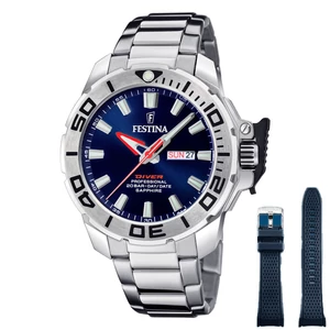 FESTINA - F20665/1 férfi óra kék számlappal acél csattal