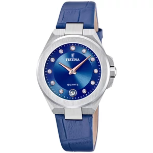 FESTINA - F20701/4 női óra kék számlappal, cirkónia kövekkel kék bőrszajjal