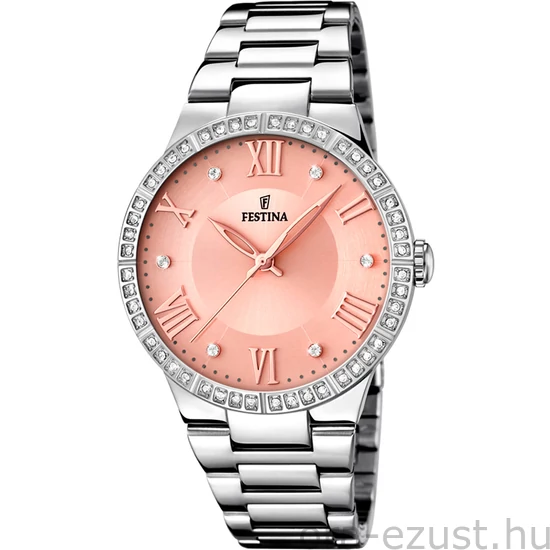 FESTINA - F16719/3 női óra rózsaszín számlappal cirkónia kövekkel acél csattal