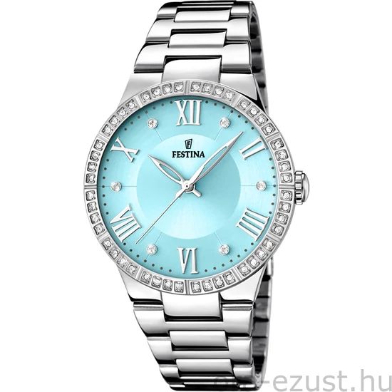 FESTINA - F16719/4 női óra türkiz / akvamarin számlappal cirkónia kövekkel acél csattal