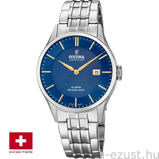 FESTINA SWISS F20005/3 férfi óra kék számlappal acél csattal