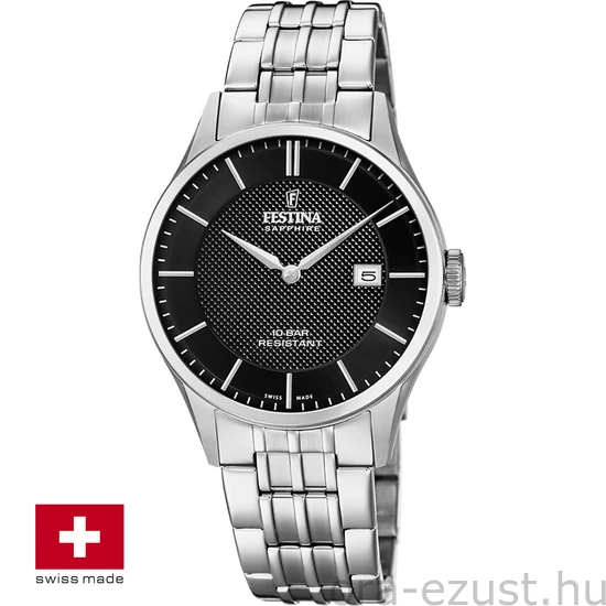FESTINA SWISS F20005/4 férfi óra fekete számlappal acél csattal