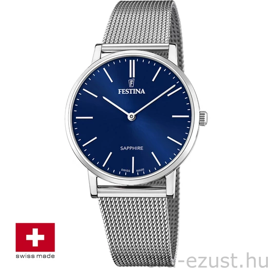 FESTINA SWISS F20014/2 férfi óra kék számlappal acél csattal