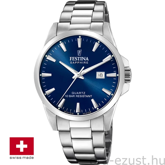 FESTINA SWISS F20024/3 férfi óra kék számlappal acél csattal