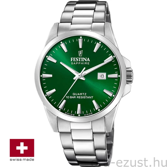 FESTINA SWISS F20024/6 férfi óra zöld számlappal acél csattal