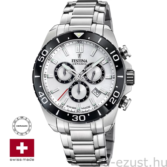 FESTINA SWISS F20042/1 férfi óra ezüst számlappal acél csattal
