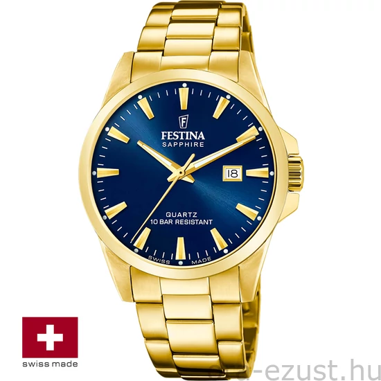 FESTINA SWISS F20044/3 férfi óra kék számlappal acél csattal (PVD)