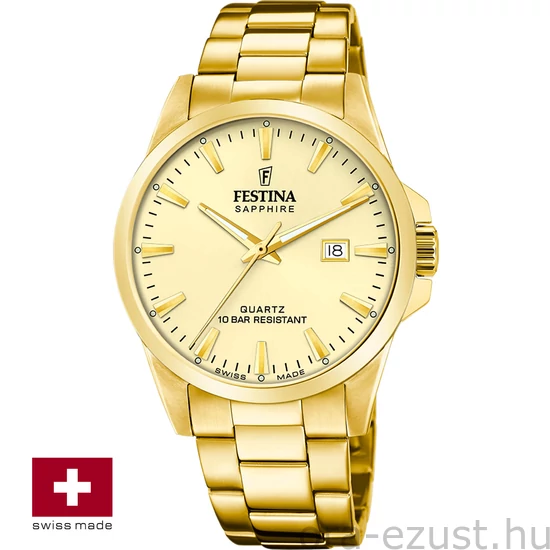 FESTINA SWISS F20044/4 férfi óra arany számlappal acél csattal (PVD