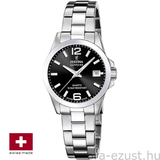 FESTINA SWISS F20049/6 női óra fekete számlappal acél csattal
