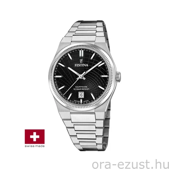 FESTINA SWISS F20051/6 férfi óra fekete számlappal acél csattal