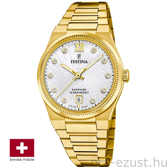 FESTINA SWISS F20058/1 női óra ezüst számlappal acél csattal (PVD)