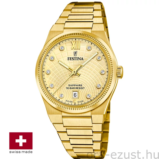 FESTINA SWISS F20058/2 női óra arany számlappal acél csattal (PVD)