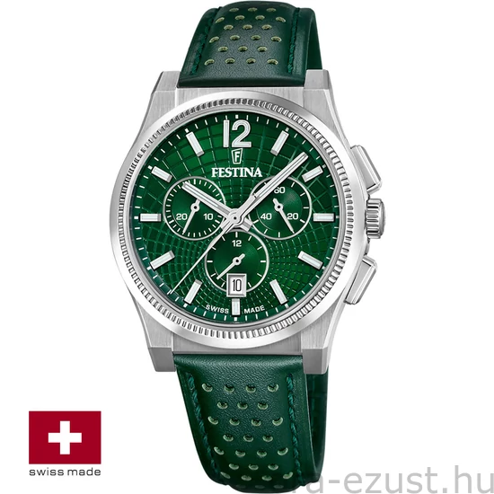 FESTINA SWISS F20060/3 férfi óra zöld számlappal zöld bőrszíjjal