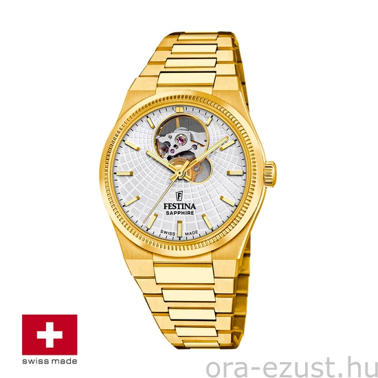 FESTINA SWISS F20064/1 női óra ezüst számlappal acél csattal (open heart) PVD