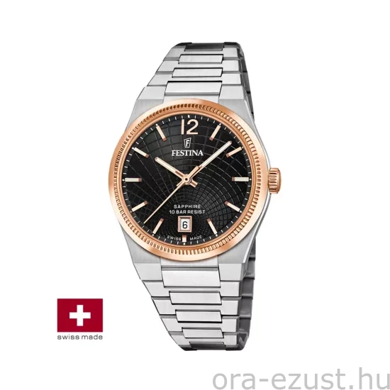 FESTINA SWISS F20066/4 női óra fekete számlappal acél csattal (PVD)