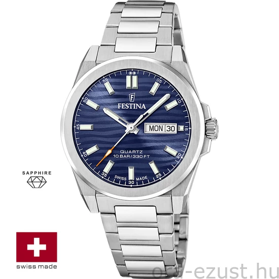 FESTINA SWISS F20073/2 férfi óra kék számlappal acél csattal