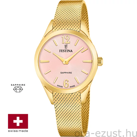 FESTINA SWISS F20077/2 női óra rózsaszín számlappal acél csattal (PVD)