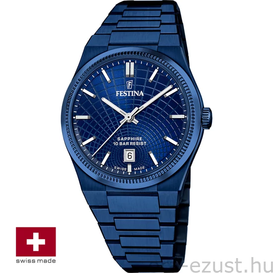 FESTINA SWISS F20078/1 férfi óra kék számlappal acél csattal (PVD)