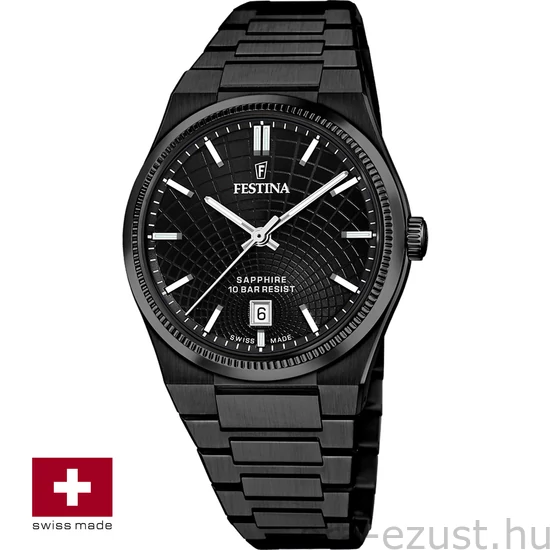 FESTINA SWISS F20080/1 férfi óra fekete számlappal acél csattal (PVD)