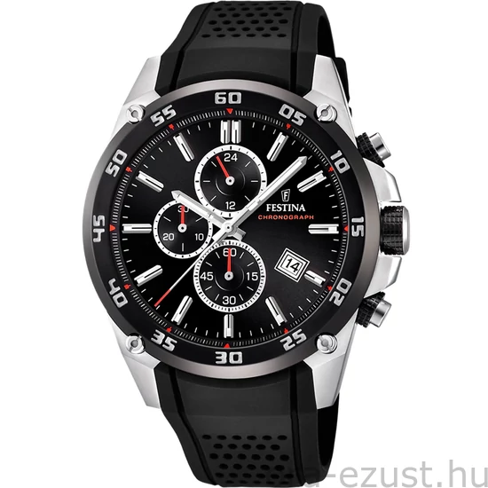 FESTINA - F20330/5 férfi óra fekete / piros számlappal fekete szilikon (gumi) szíjjal
