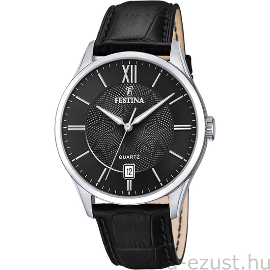 FESTINA - F20426/3 férfi óra fekete számlappal fekete bőrszíjjal