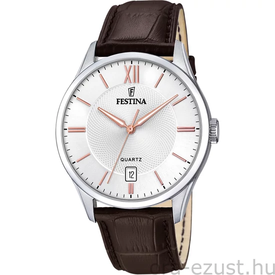 FESTINA - F20426/4 férfi óra fehér számlappal barna bőrszíjjal