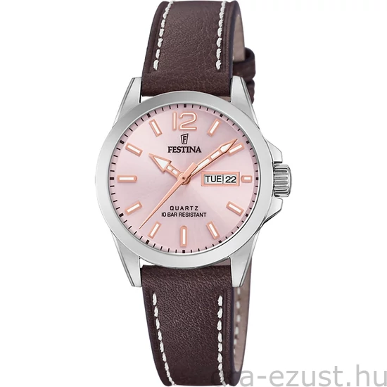 FESTINA - F20456/2 női óra rózsaszín számlappal barna bőrszíjjal