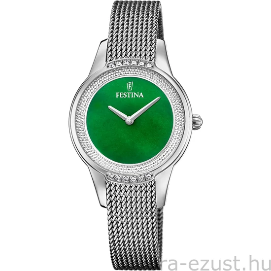 FESTINA - F20494/7 női óra zöld számlappal cirkónia kövekkel acél csattal
