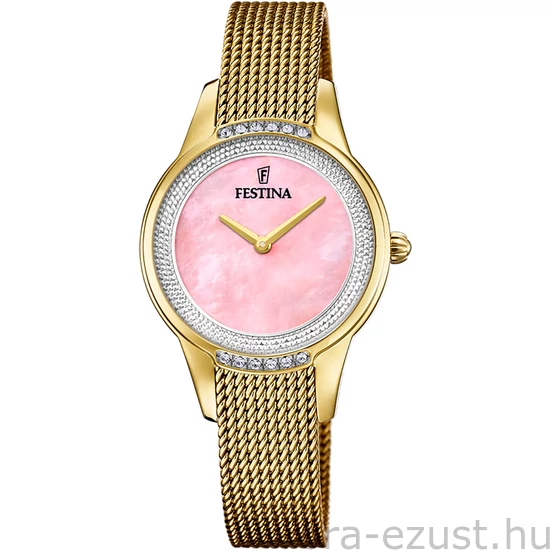 FESTINA - F20495/2 női óra rózsaszín gyöngyház számlappal cirkónia kövekkel acél csattal (PVD)