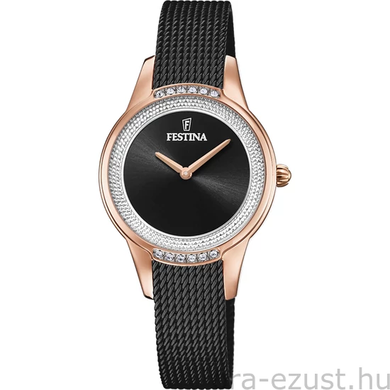 FESTINA - F20496/2 női óra fekete számlappal cirkónia kövekkel acél csattal (PVD)